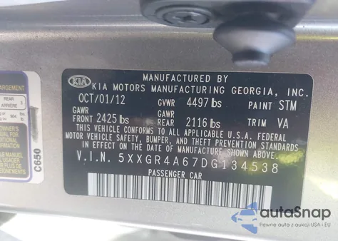 2013 Kia Optima Sx from USA, damaged, VIN 5XXGR4A67DG134538